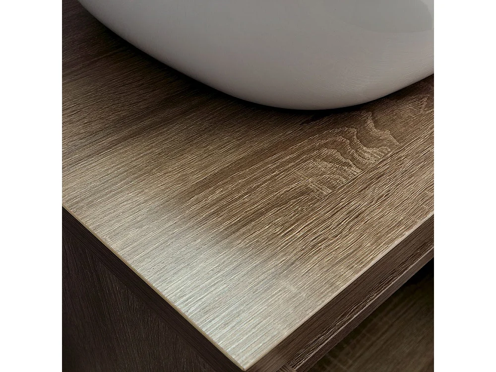 Meuble De Salle De Bain Suspendu Cm 60 Noyer Foncé Avec Lavabo D'appui | Siena