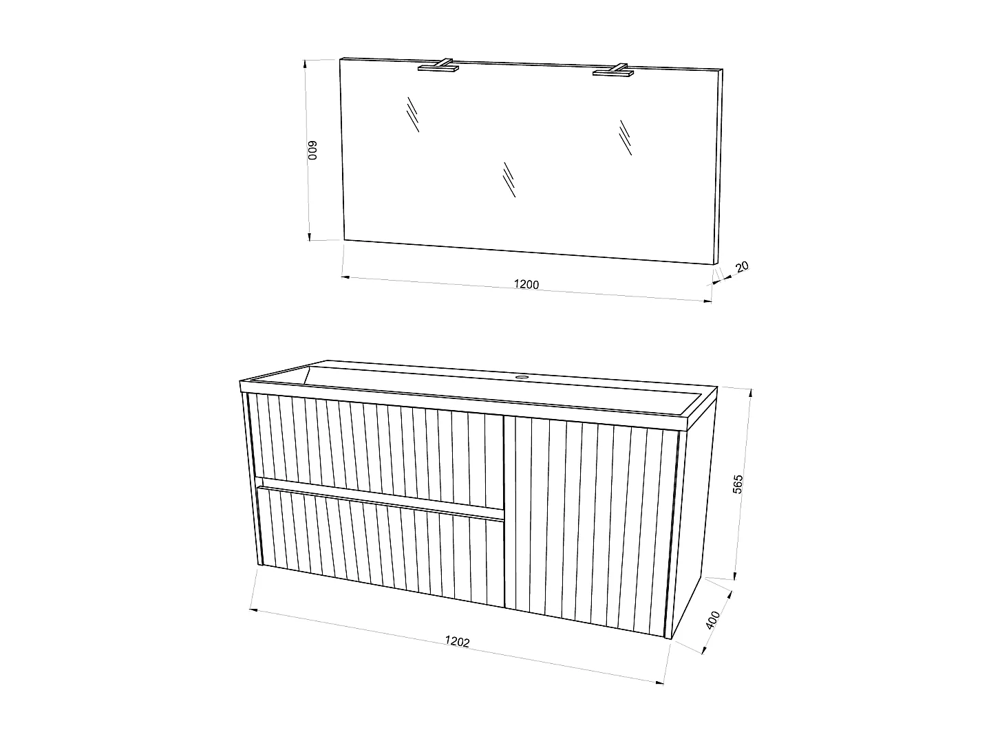 Mobilier De Salle De Bain Suspendu 120Cm Blanc Et Chêne Doré | Cortina