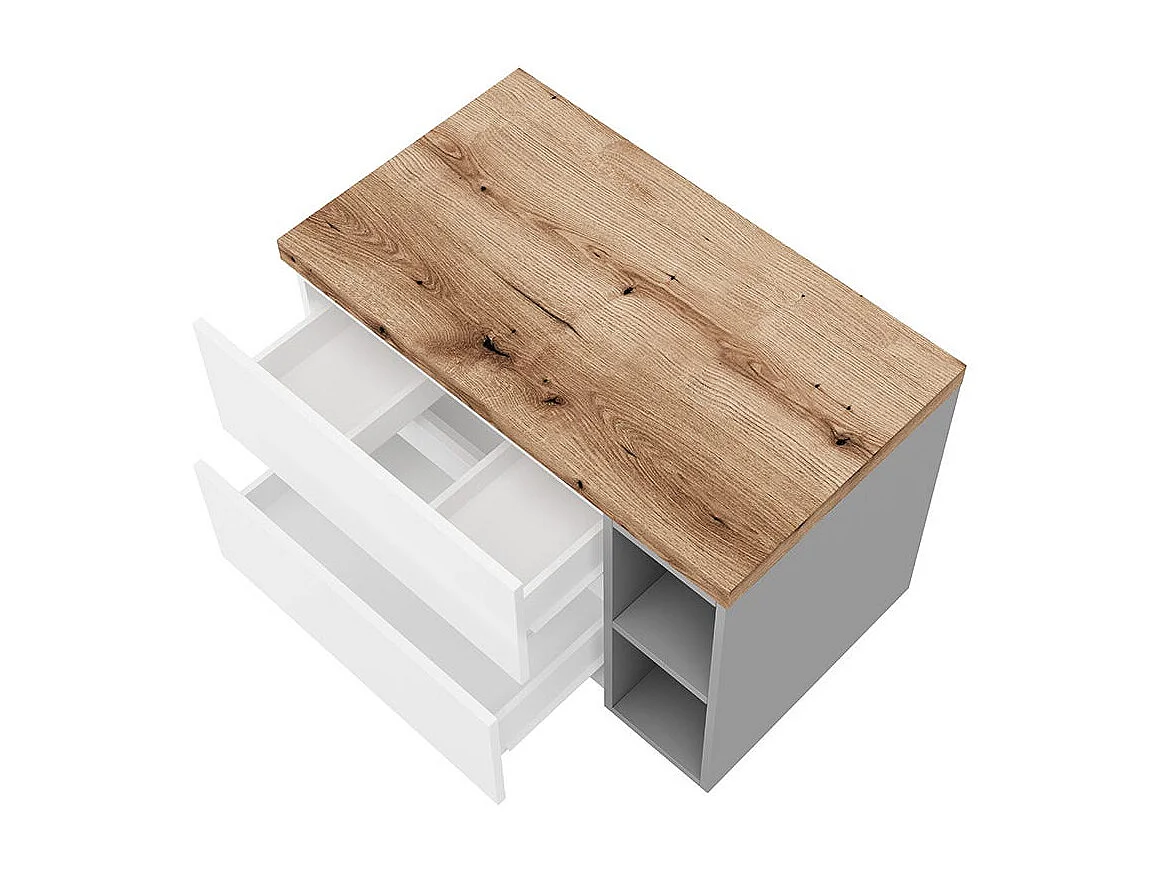 Meuble Salle De Bains Suspendu 80Cm Avec 2 Tiroirs Et Compartiment Ouvert | Nizza