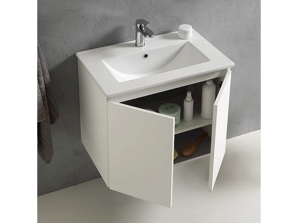 Salle De Bain 60 Cm Portes Avec Modèle Blanc Victoire Forest