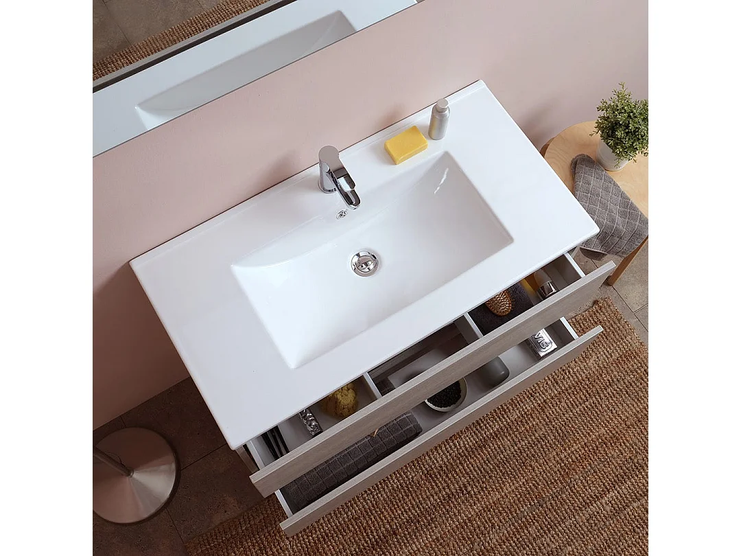 Composition Salle De Bain 90Cm Suspendue Avec Tiroirs Leone Orme | Berlin