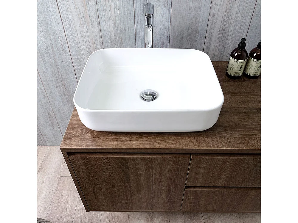 Meuble De Salle De Bain Suspendu Sous-Lavabo 90 Cm Et Miroir Led Tactile | Siena