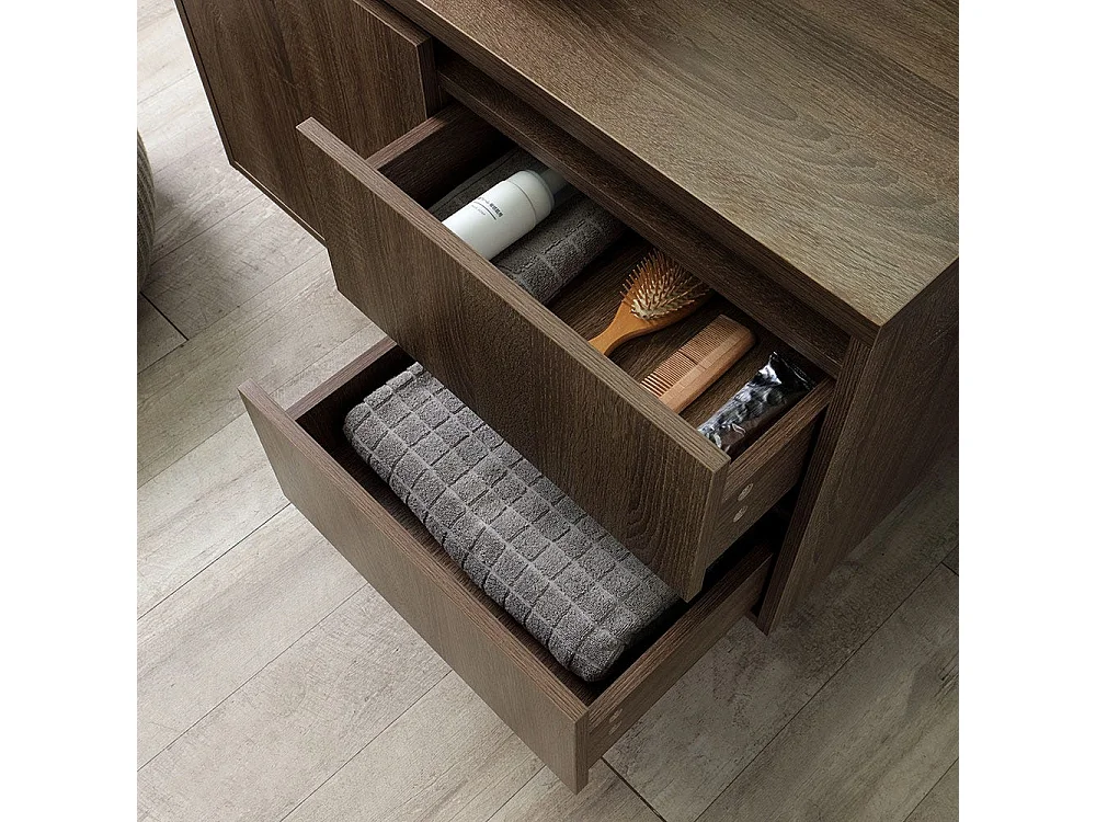 Meuble De Salle De Bain Suspendu Sous-Lavabo 90 Cm Et Miroir Led Tactile | Siena