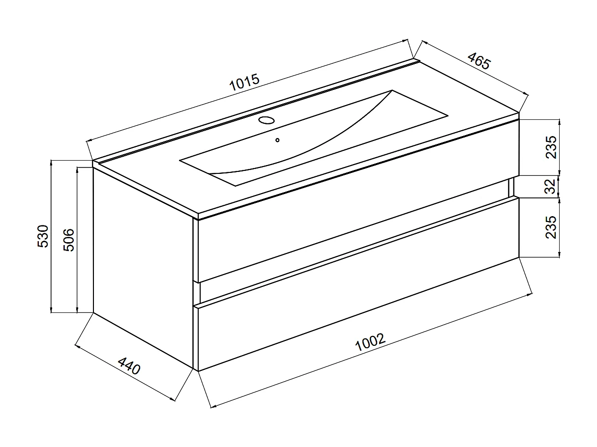 Meuble De Salle De Bain Avec Tiroirs 100Cm Blanc Brillant, Lavabo Et Miroir | Benaco