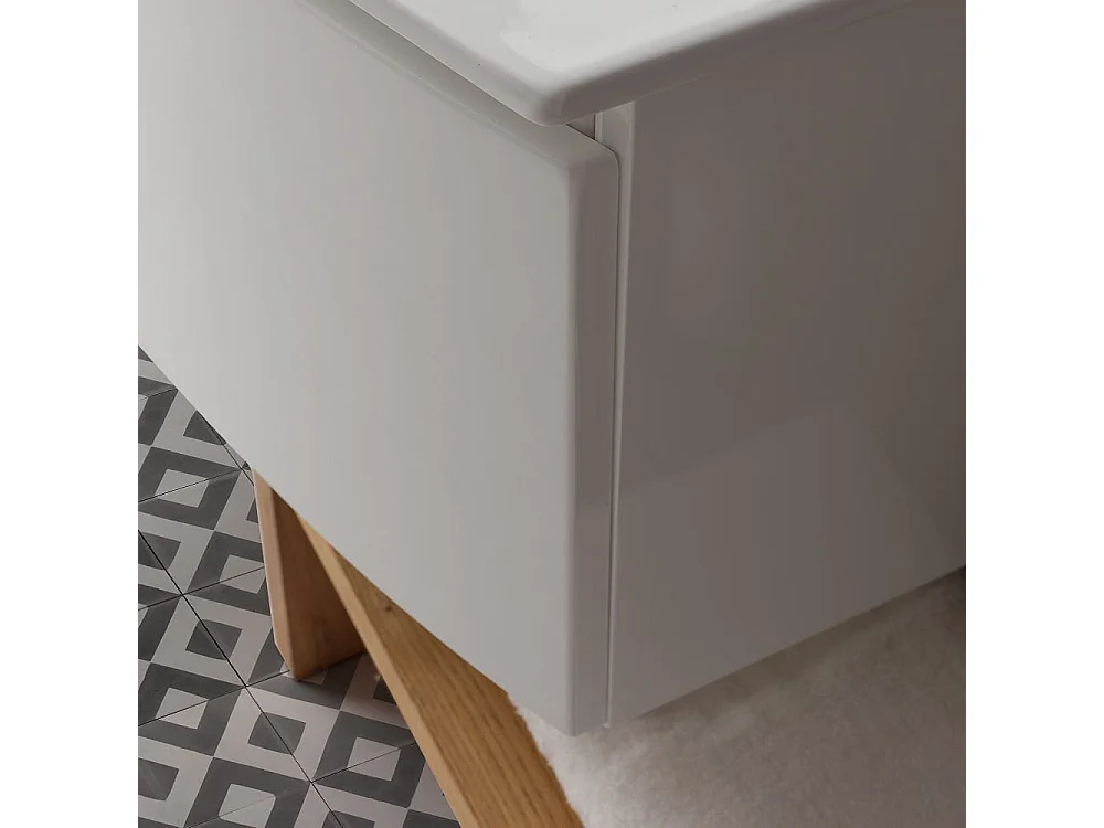 Armoire De Toilette Suspendue 102 Cm Laqué Blanc Avec Miroir Rond | Riva