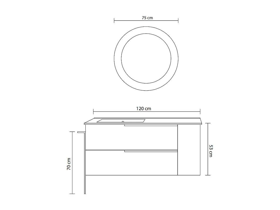 Meuble Salle De Bain Mural 120Cm Bleu Clair, 2 Tiroirs, Porte-Serviettes Chromé | New York