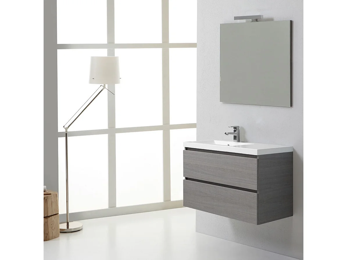 Meuble De Salle De Bains 90 Cm Avec Tiroirs Et Vasque À Gauche | Manhattan