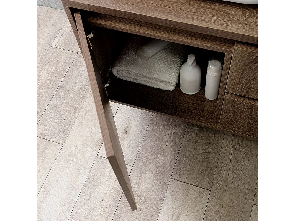 Meuble De Salle De Bain Suspendu 150Cm Double Lavabo Et Miroir Avec Led Tactile | Siena