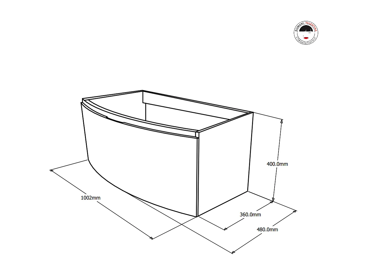 Armoire De Toilette Courbée 102 Cm Gris Ardoise Brillant Miroir Rond | Riva