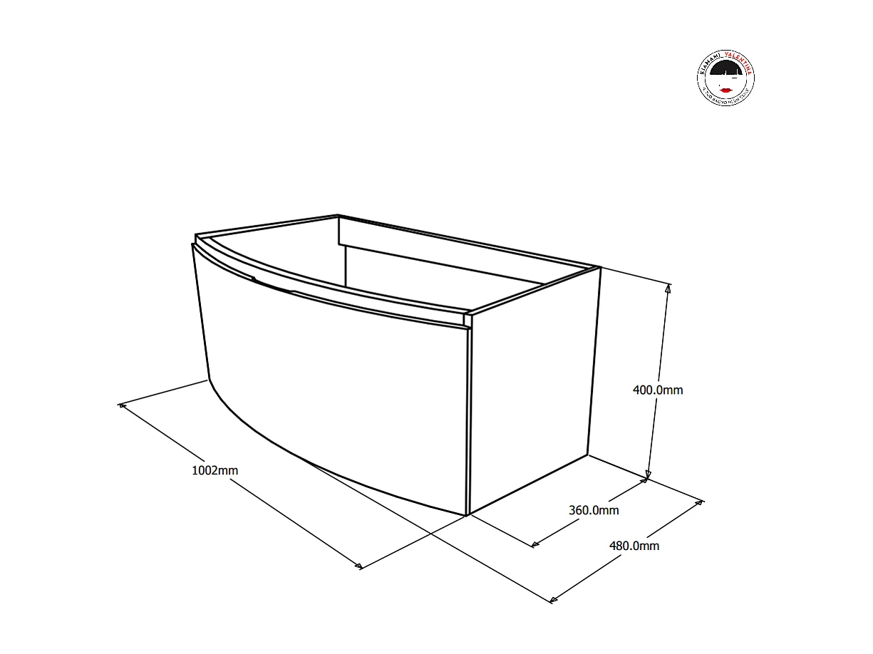 Armoire De Toilette Courbée 102 Cm Gris Ardoise Brillant Miroir Rond | Riva