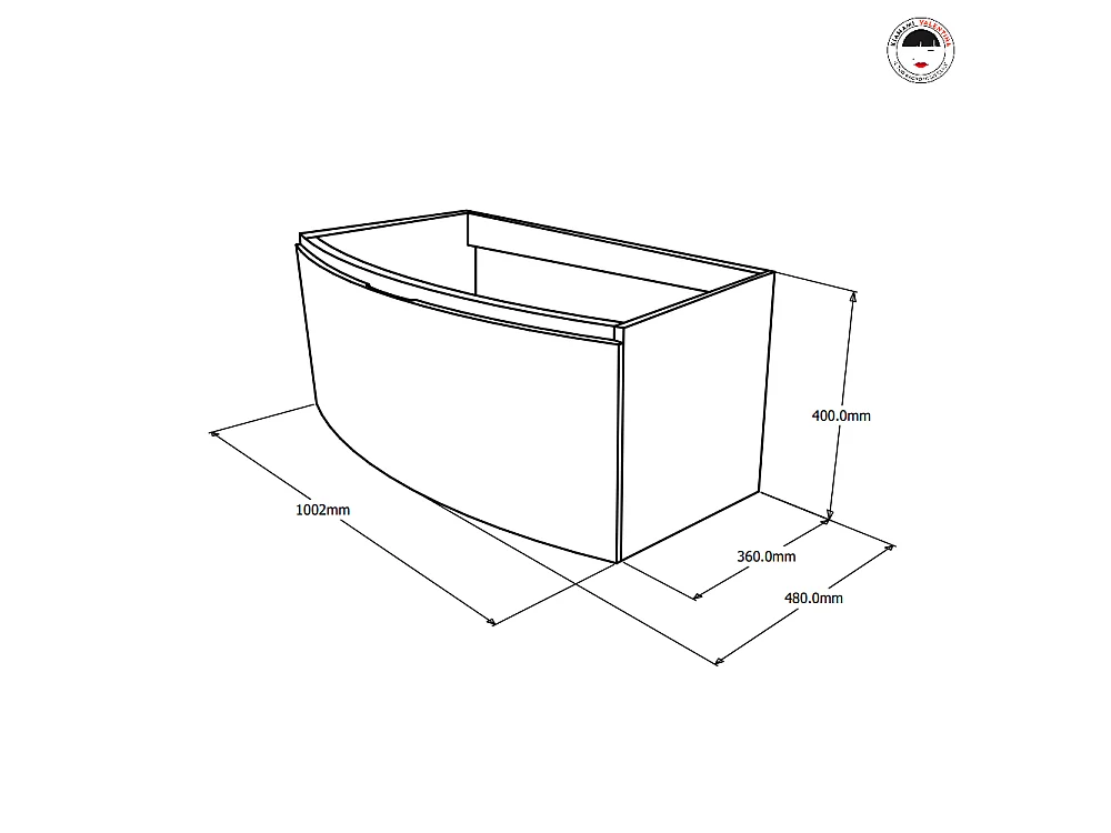 Armoire De Toilette Courbée 102 Cm Gris Ardoise Brillant Miroir Rond | Riva