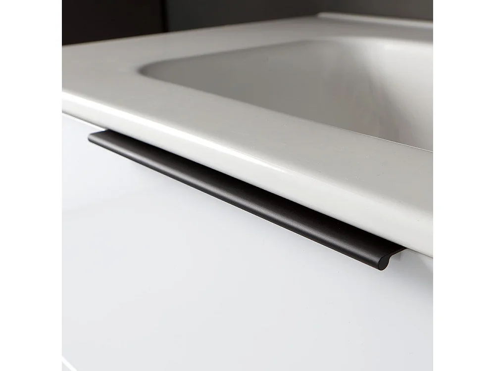 Meuble Laqué Blanc Pour Salle De Bain 75Cm Avec Miroir Sans Corniche | Parigi