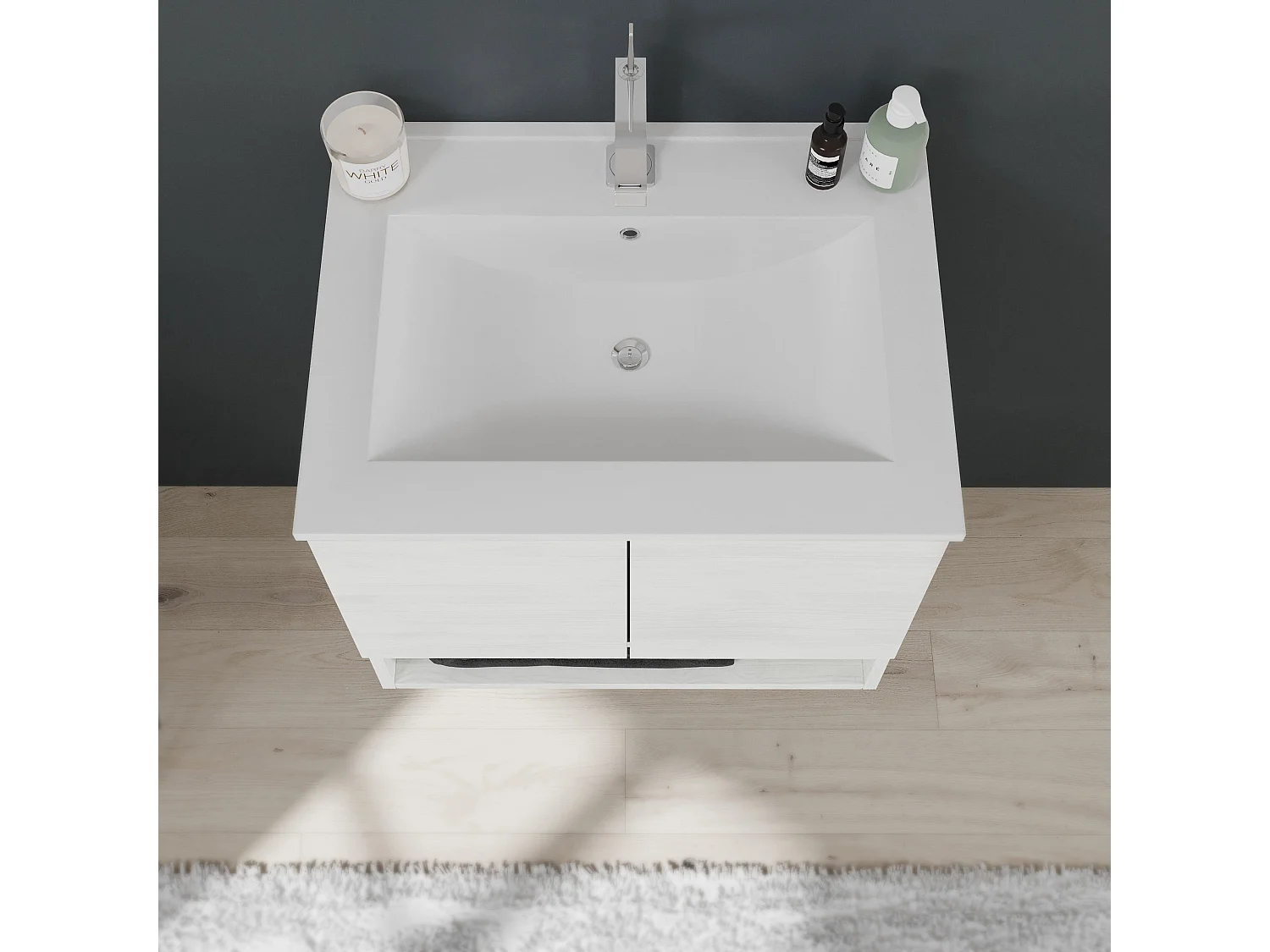 Meubles De Salle De Bains Muraux De 60 Cm Avec Portes Et Compartiment A Ouverture Blanc | Venezia