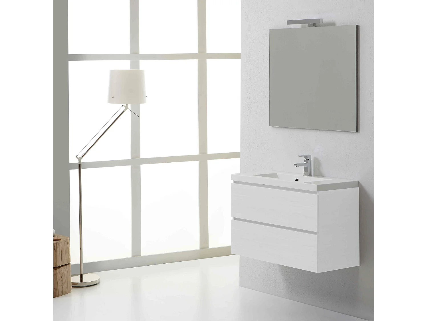 Meuble De Salle De Bains Moderne 80 Cm Avec Tiroirs Blanc | Manhattan