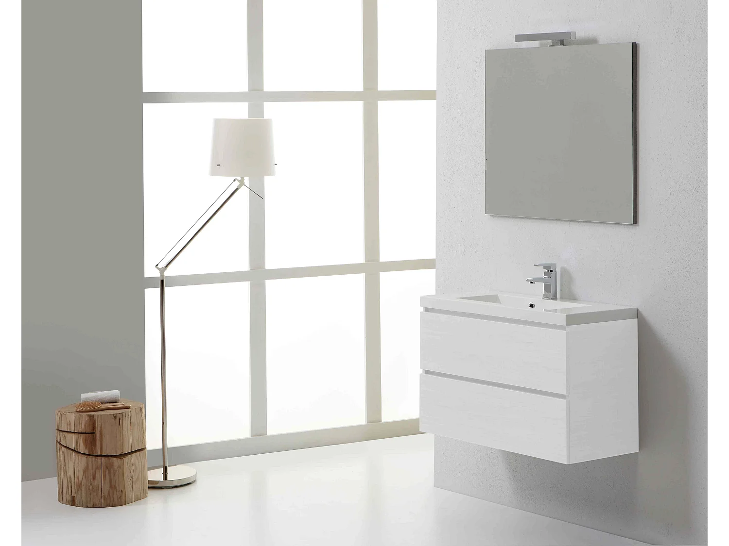 Meuble De Salle De Bains Moderne 80 Cm Avec Tiroirs Blanc | Manhattan