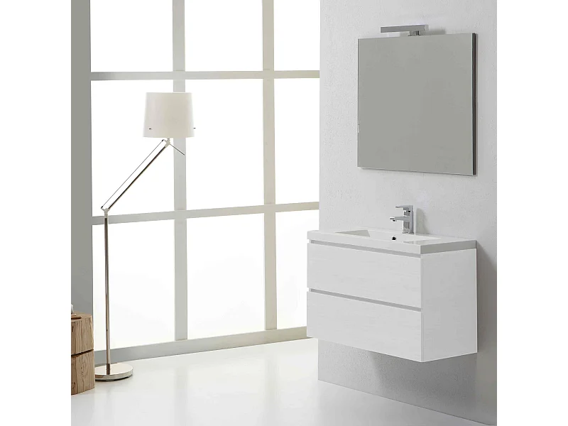 Meuble De Salle De Bains Moderne 80 Cm Avec Tiroirs Blanc | Manhattan