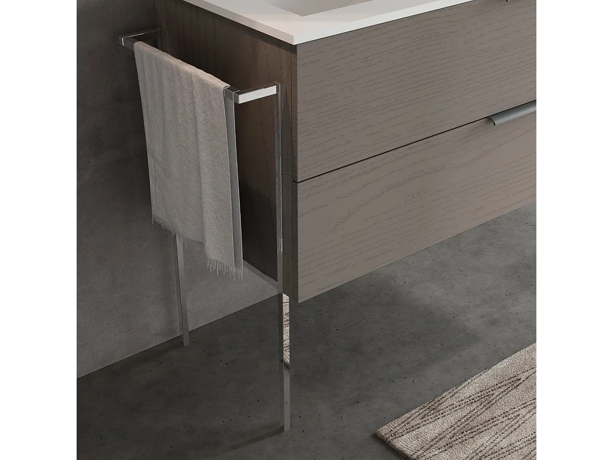 Meuble De Salle De Bain Mural 100Cm Gris Cendre Tiroirs Compartiment Latéral | New York