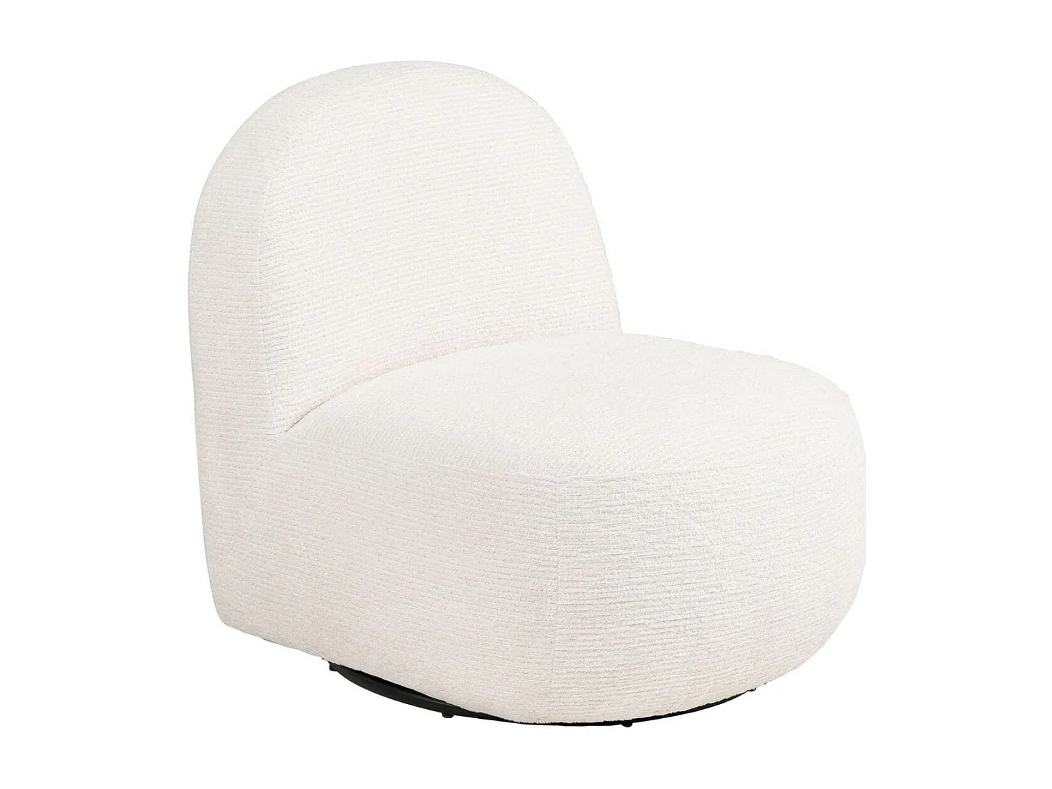 Fauteuil tissu velours texturé blanc pivotant - JOANY
