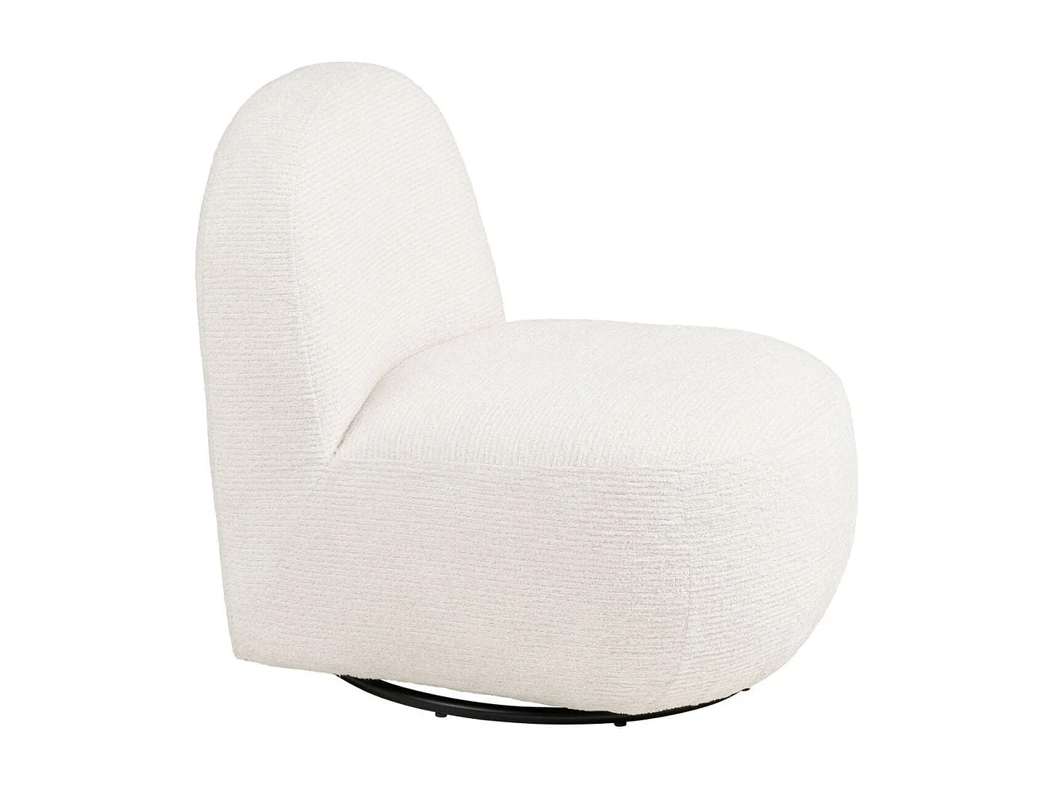 Fauteuil tissu velours texturé blanc pivotant - JOANY