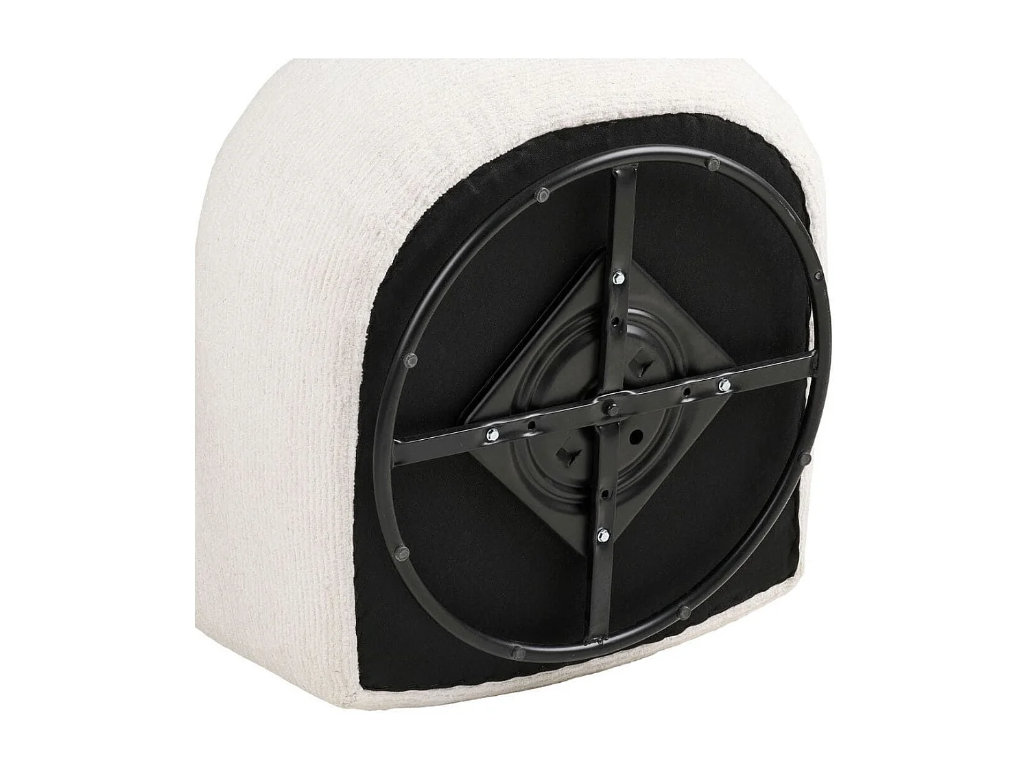 Fauteuil tissu velours texturé blanc pivotant - JOANY