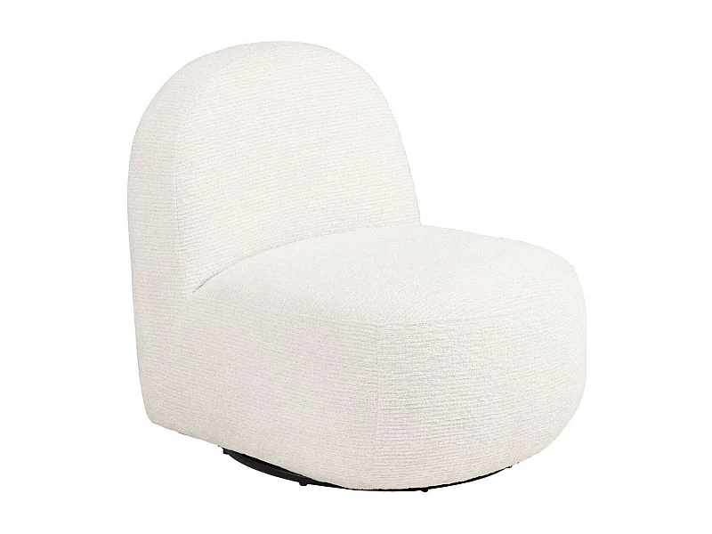Fauteuil tissu velours texturé blanc pivotant - JOANY