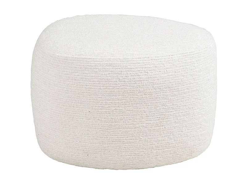Pouf tissu velours texturé blanc - JOANY