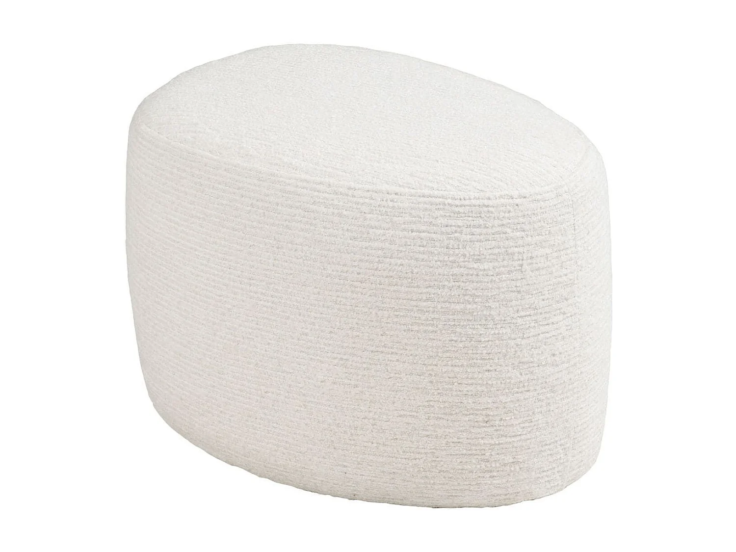 Pouf tissu velours texturé blanc - JOANY