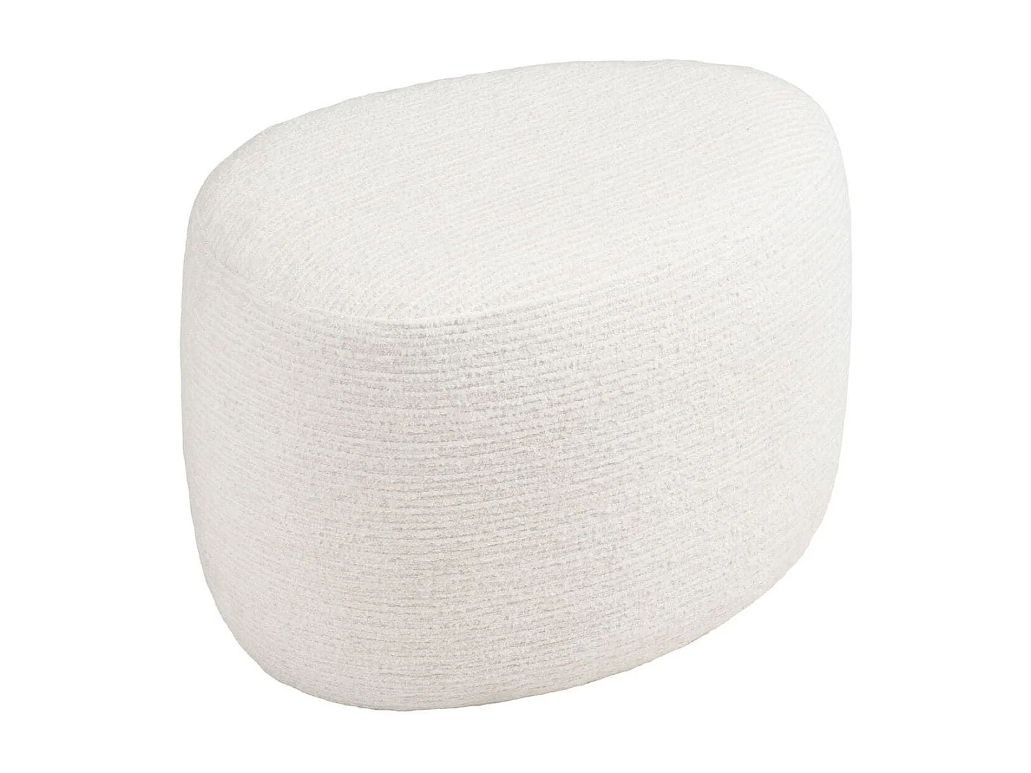 Pouf tissu velours texturé blanc - JOANY
