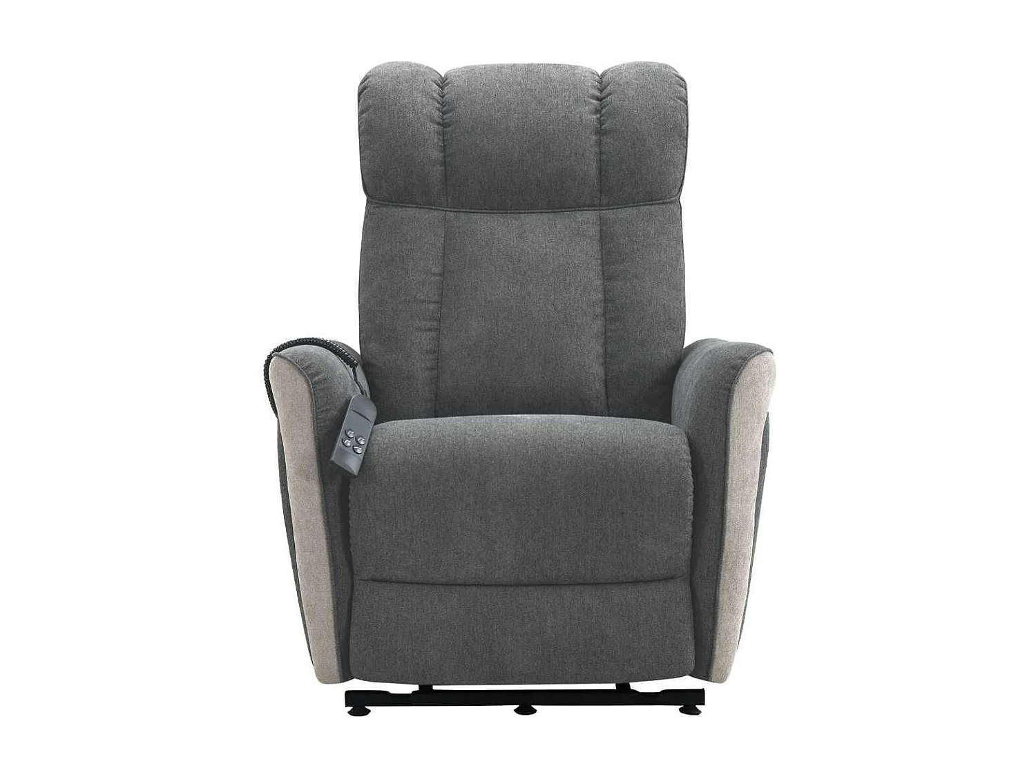 Fauteuil relax électrique releveur bi-moteur tissu velours bicolore gris spécial grande taille - MELIG