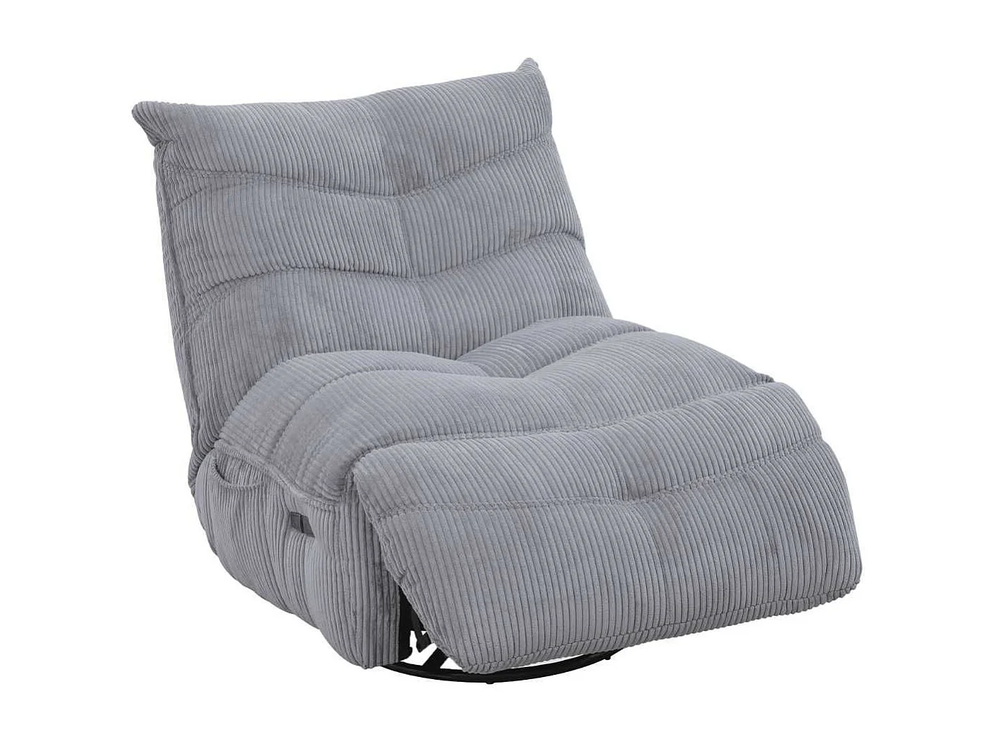 Fauteuil relax pivotant avec fonction rocking-chair velours côtelé gris clair - JUMBO