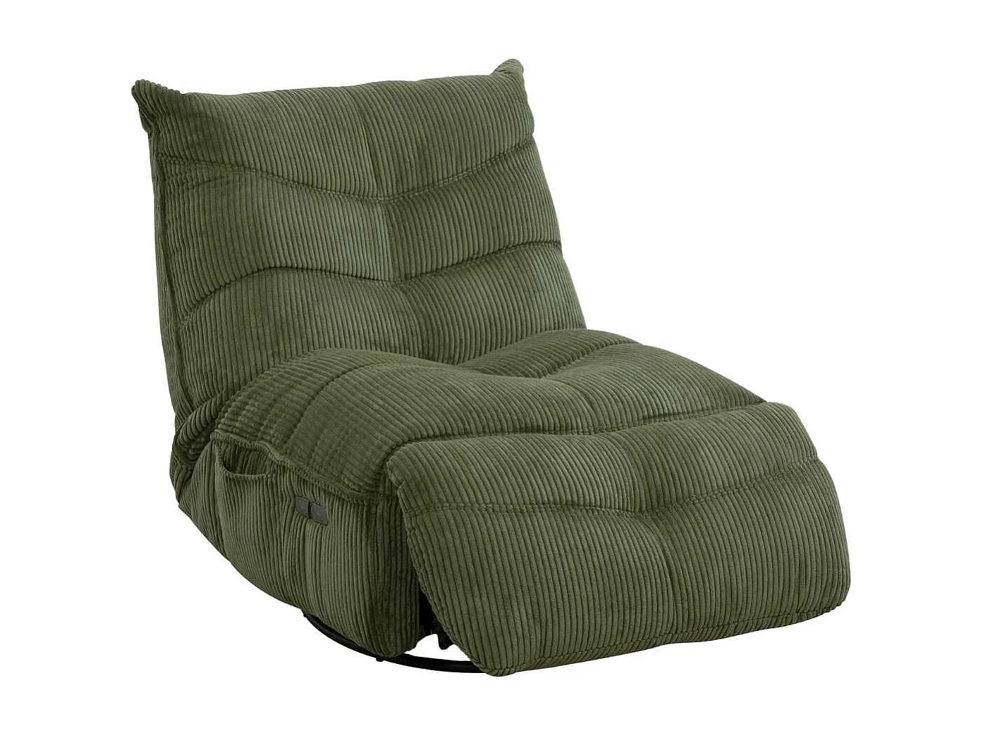Fauteuil relax pivotant avec fonction rocking-chair velours côtelé vert - JUMBO