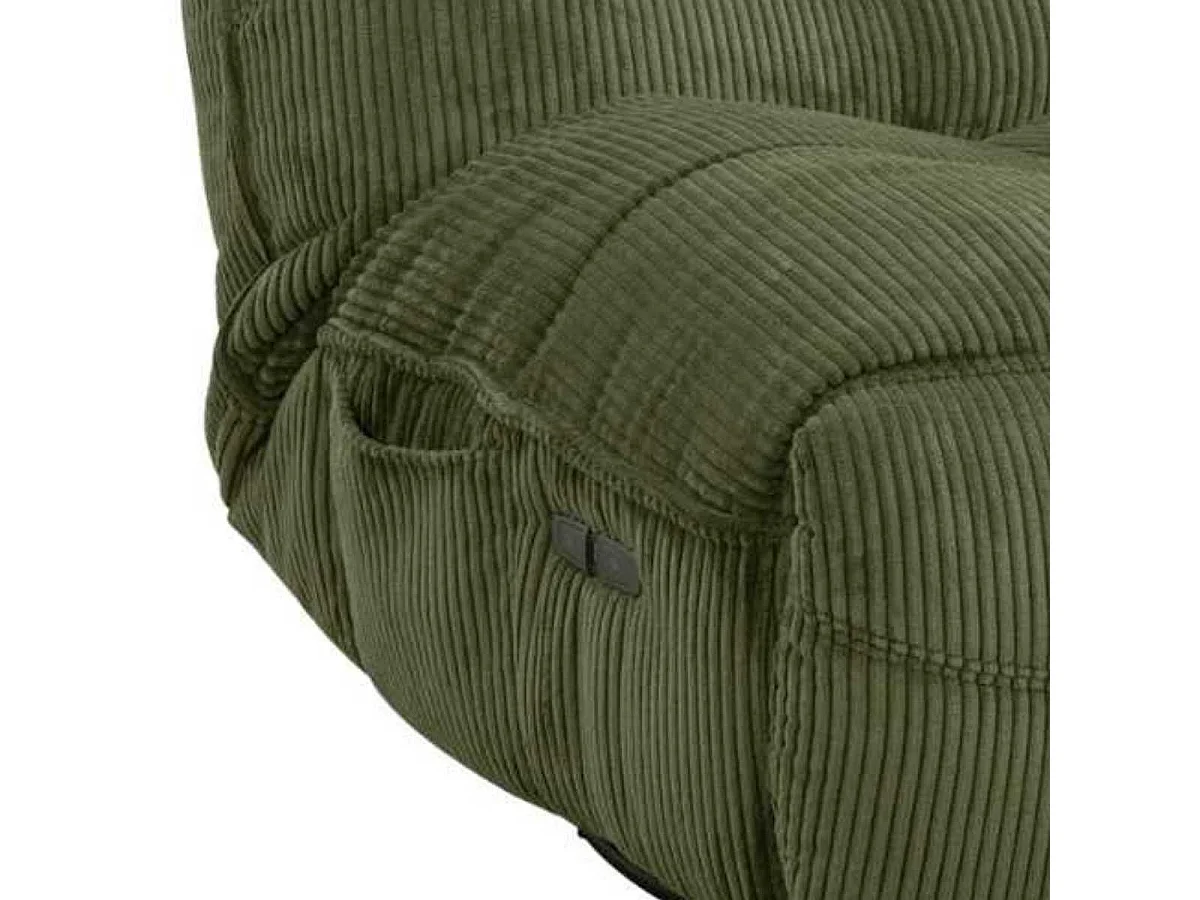 Fauteuil relax pivotant avec fonction rocking-chair velours côtelé vert - JUMBO