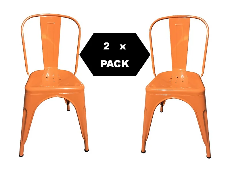Chaise en métal de style industriel pour la maison, restaurant, bar, pizzerie. Set 2 chaises Couleur ORANGE