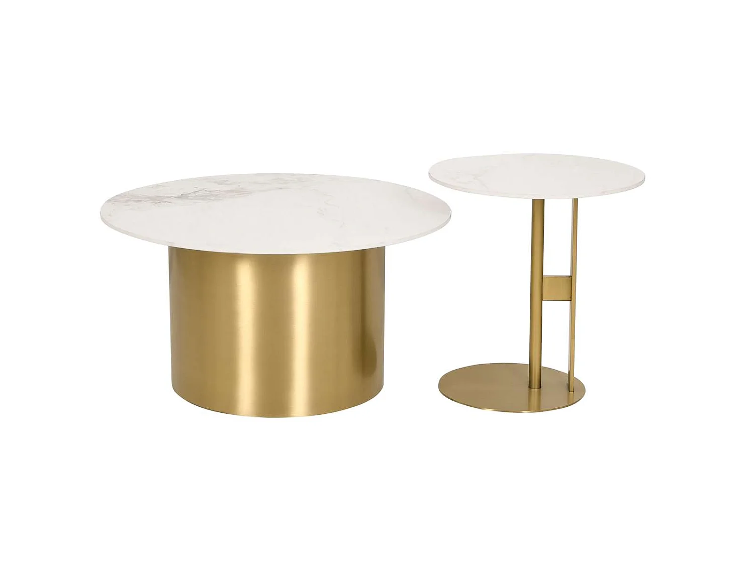 Sofaborde, Modig, 50x50x53 cm 80x80x43 cm, Guld Hvid