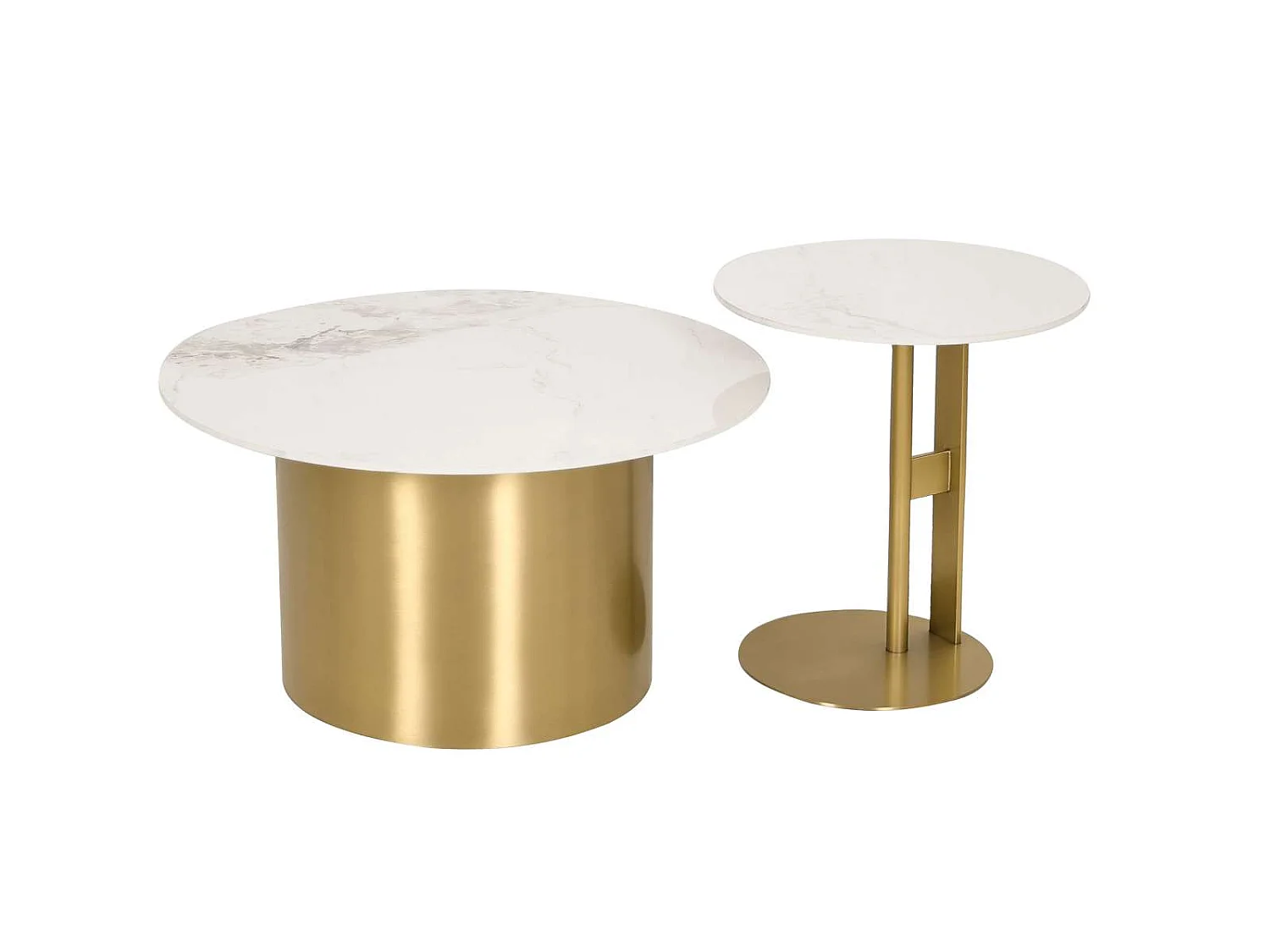 Sofaborde, Modig, 50x50x53 cm 80x80x43 cm, Guld Hvid