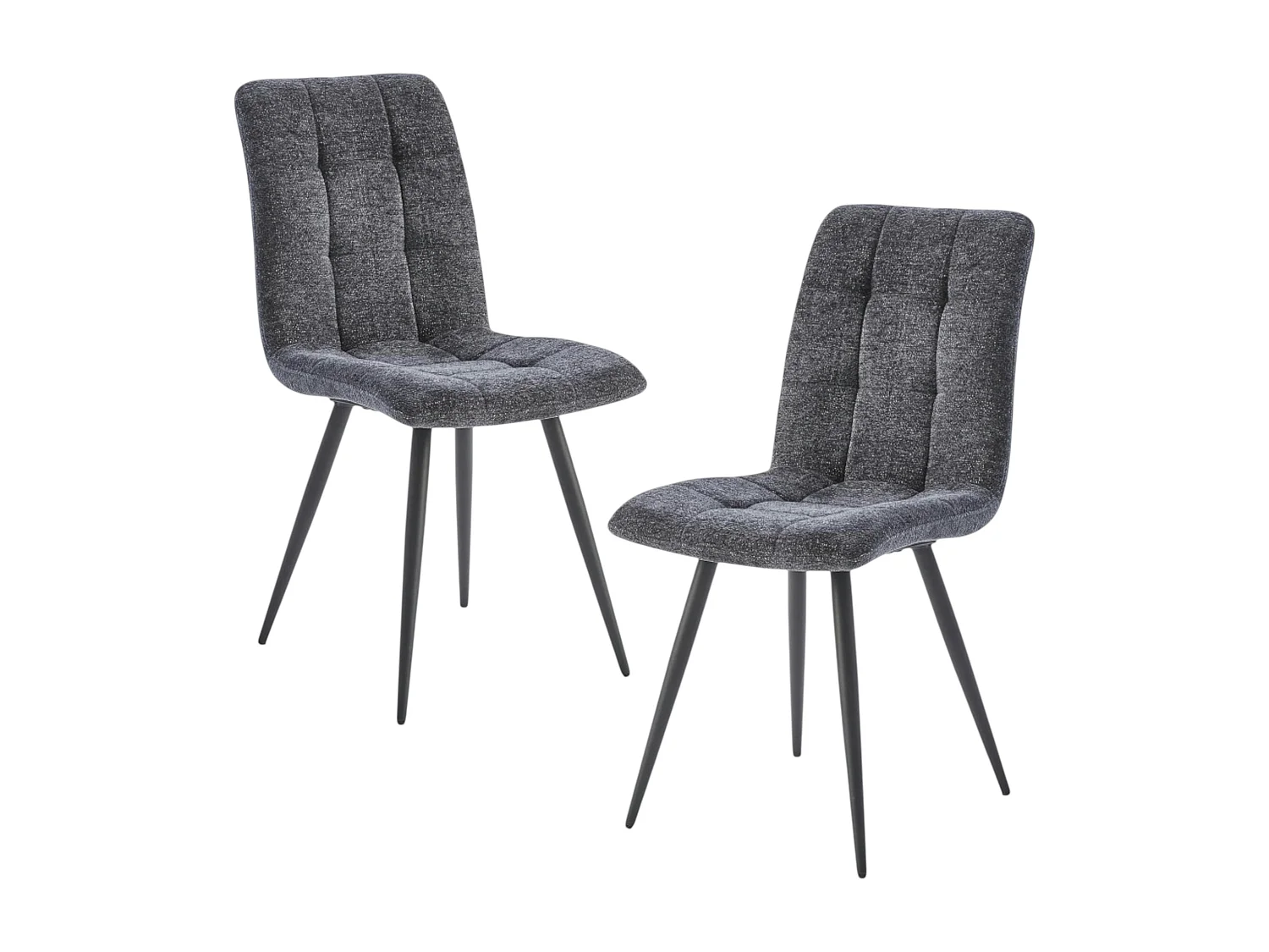 Chaise en tissu anthracite motif damier (lot de 2) LOMBARDIE