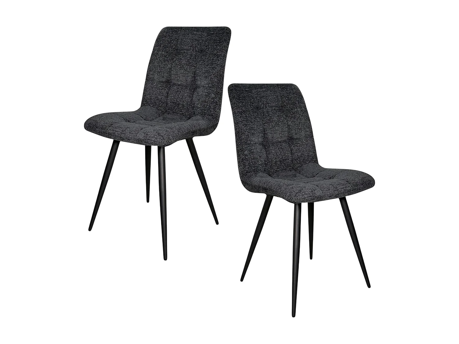 Chaise en tissu anthracite motif damier (lot de 2) LOMBARDIE