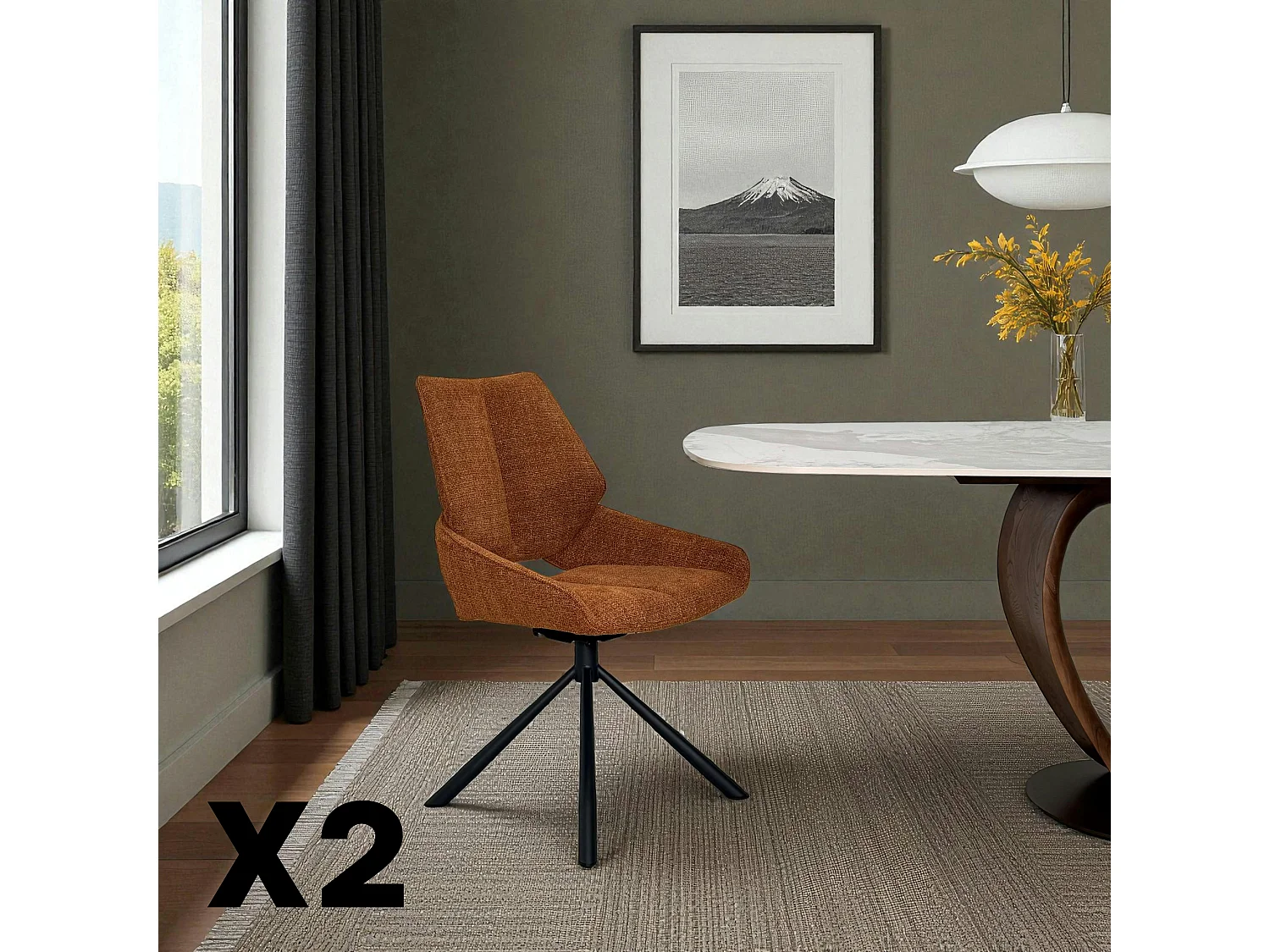 Chaise pivotante rouille assise baquet (lot de 2) LIGURIE