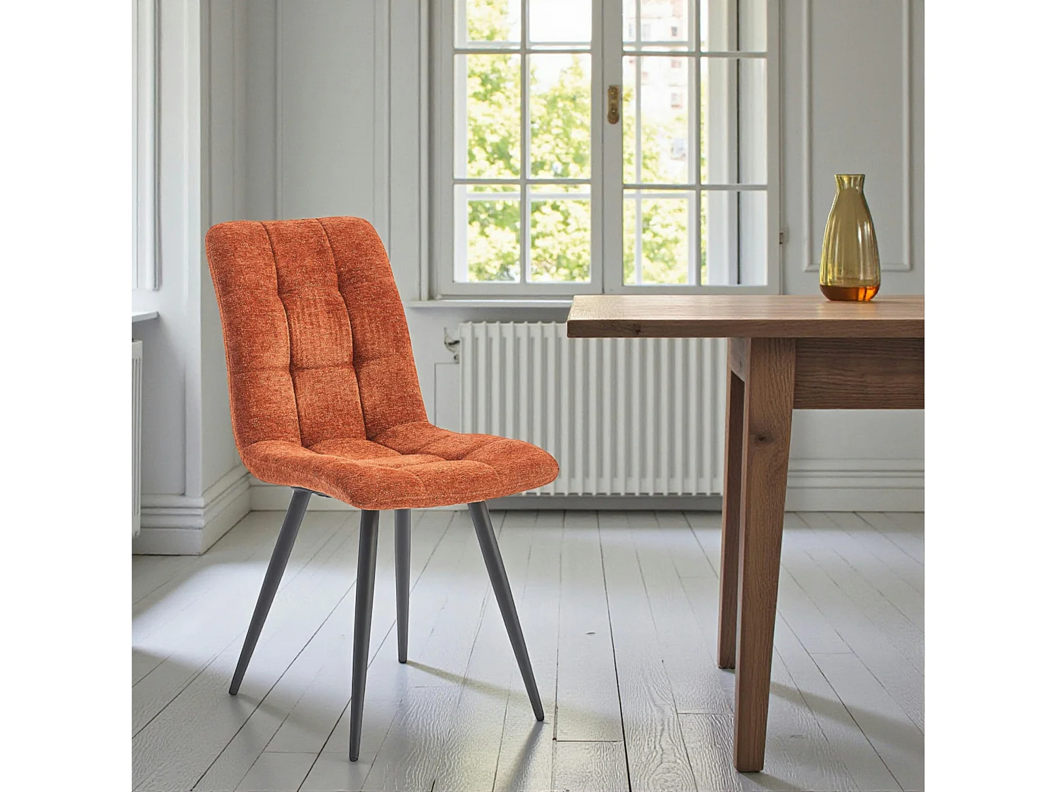 Chaise en tissu terracotta motif damier (lot de 2) LOMBARDIE