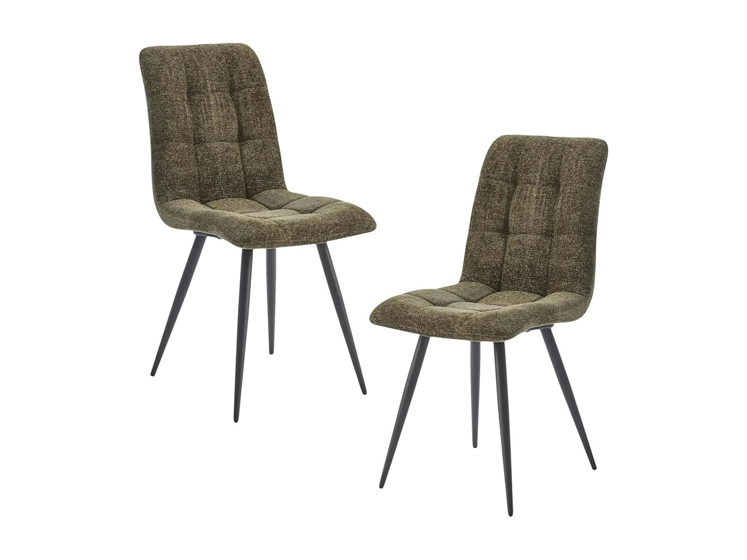 Chaise en tissu vert motif damier (lot de 2) LOMBARDIE