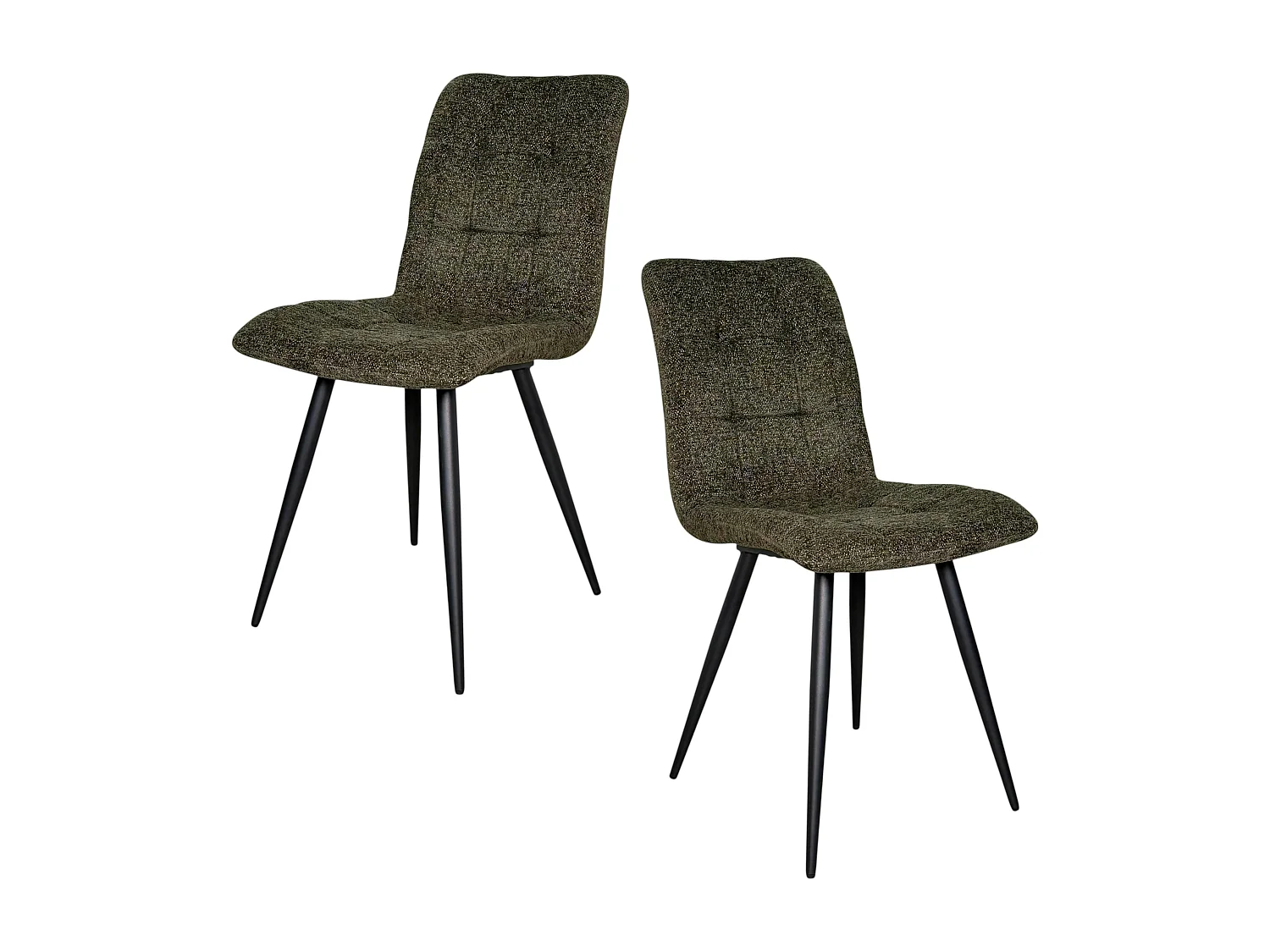 Chaise en tissu vert motif damier (lot de 2) LOMBARDIE