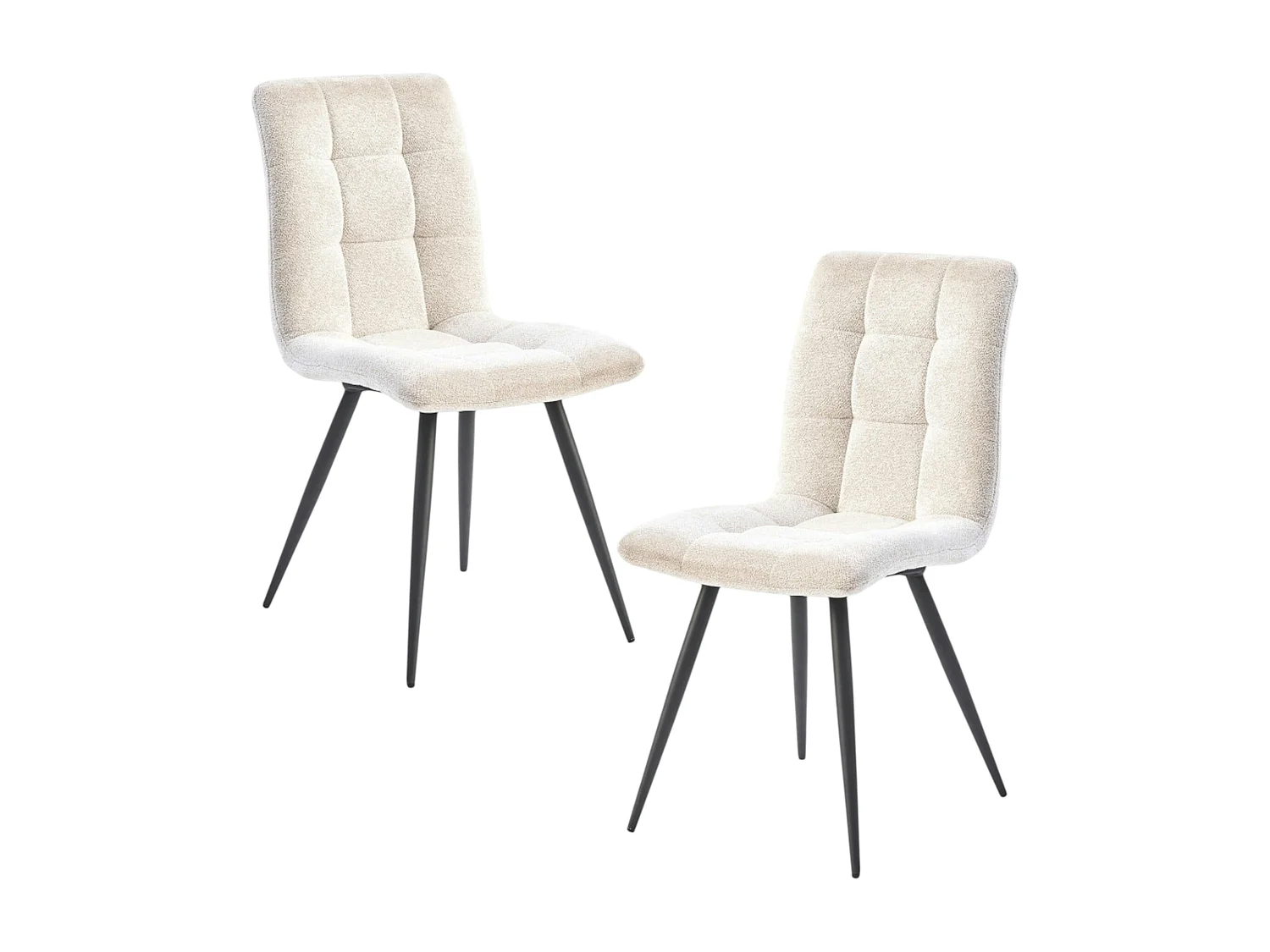 Chaise en tissu écru motif damier (lot de 2) LOMBARDIE