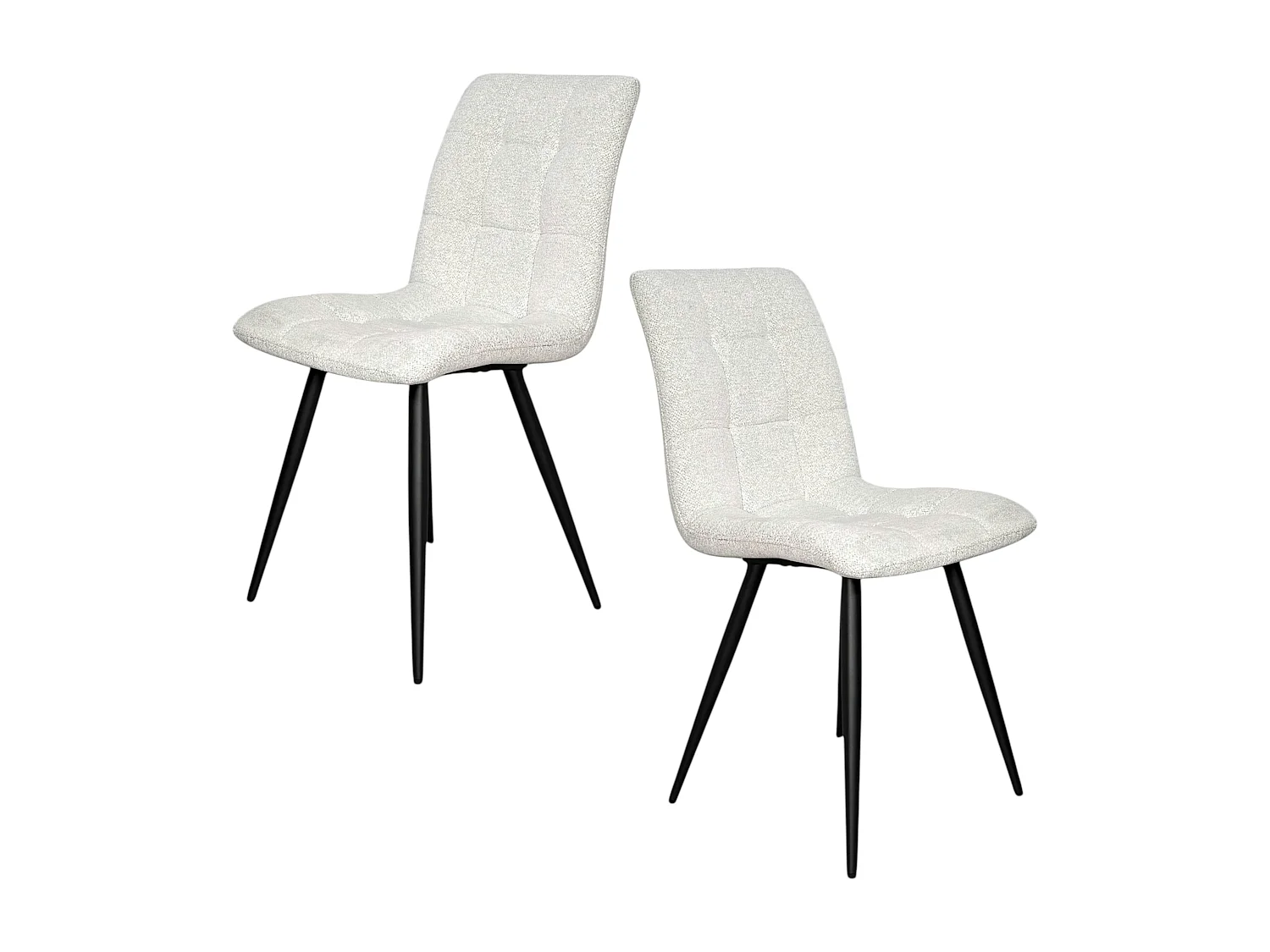 Chaise en tissu écru motif damier (lot de 2) LOMBARDIE