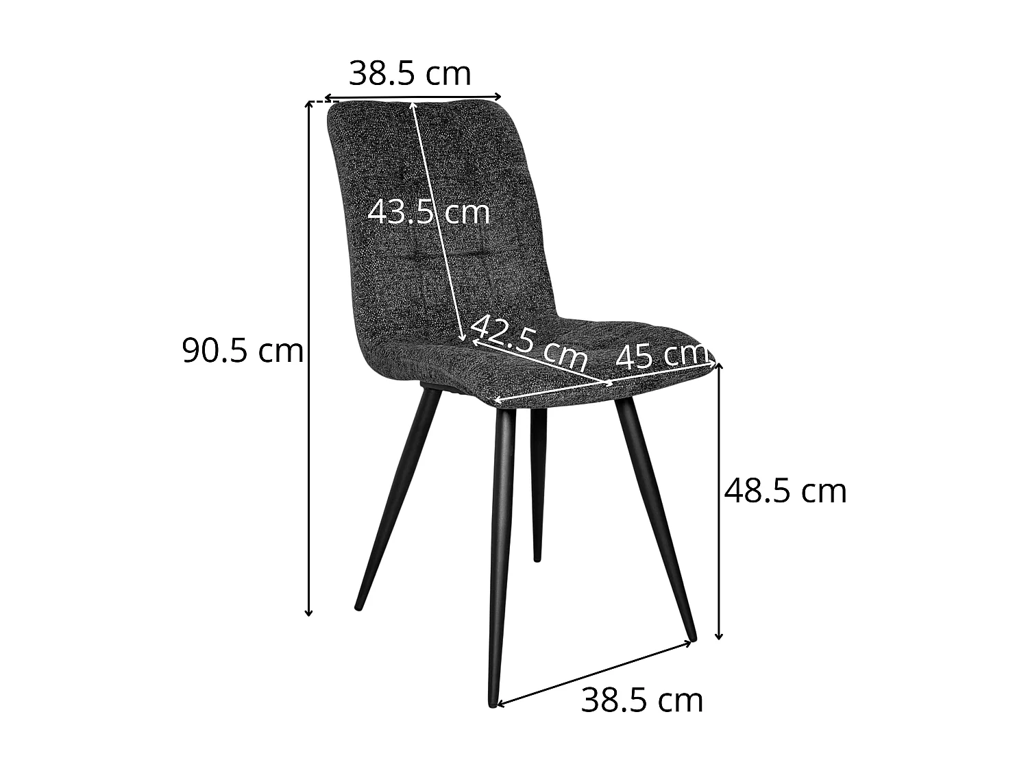 Chaise en tissu écru motif damier (lot de 2) LOMBARDIE