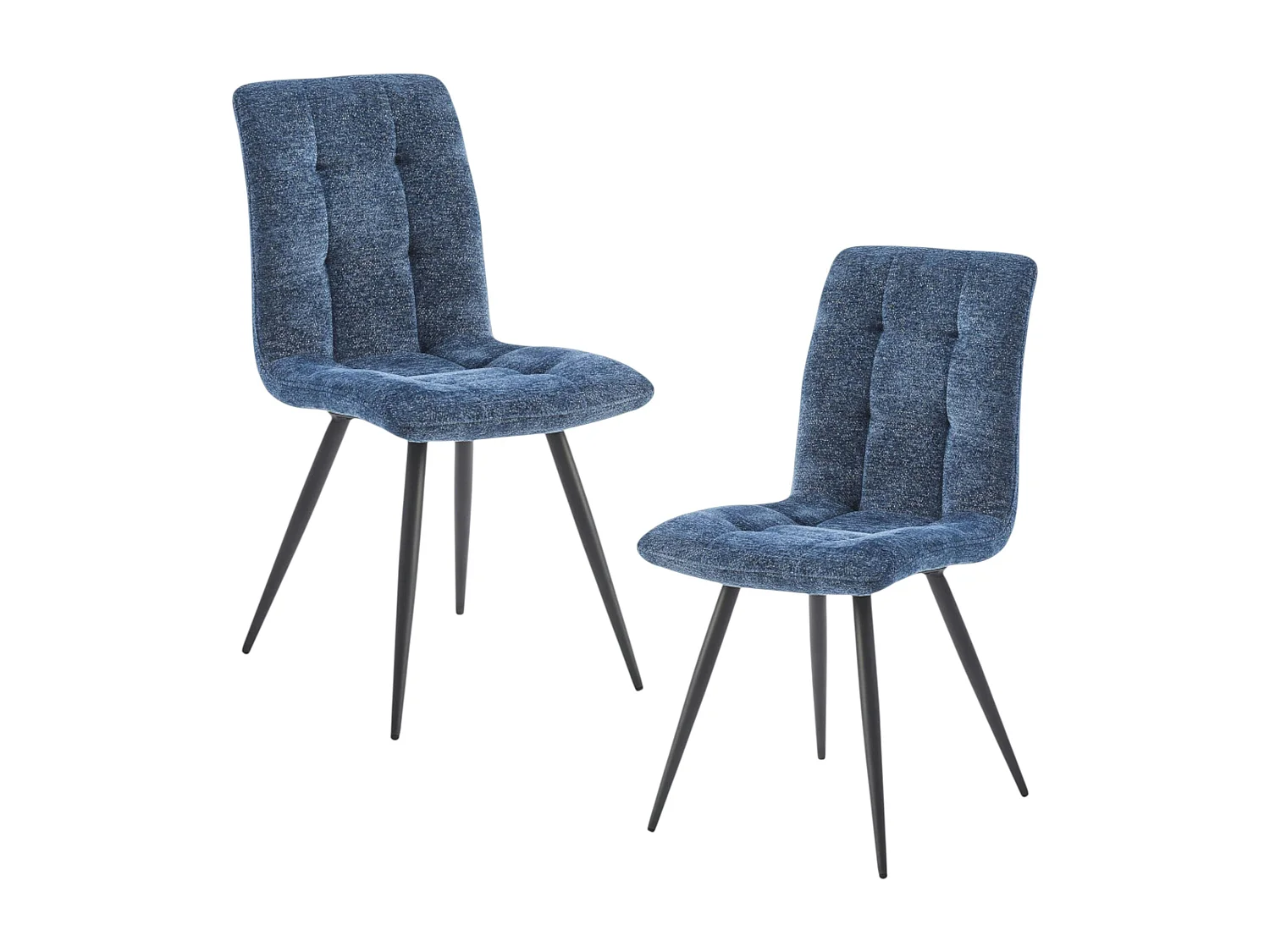 Chaise en tissu bleu motif damier (lot de 2) LOMBARDIE