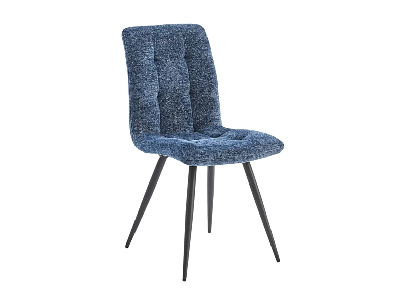 Chaise en tissu bleu motif damier (lot de 2) LOMBARDIE