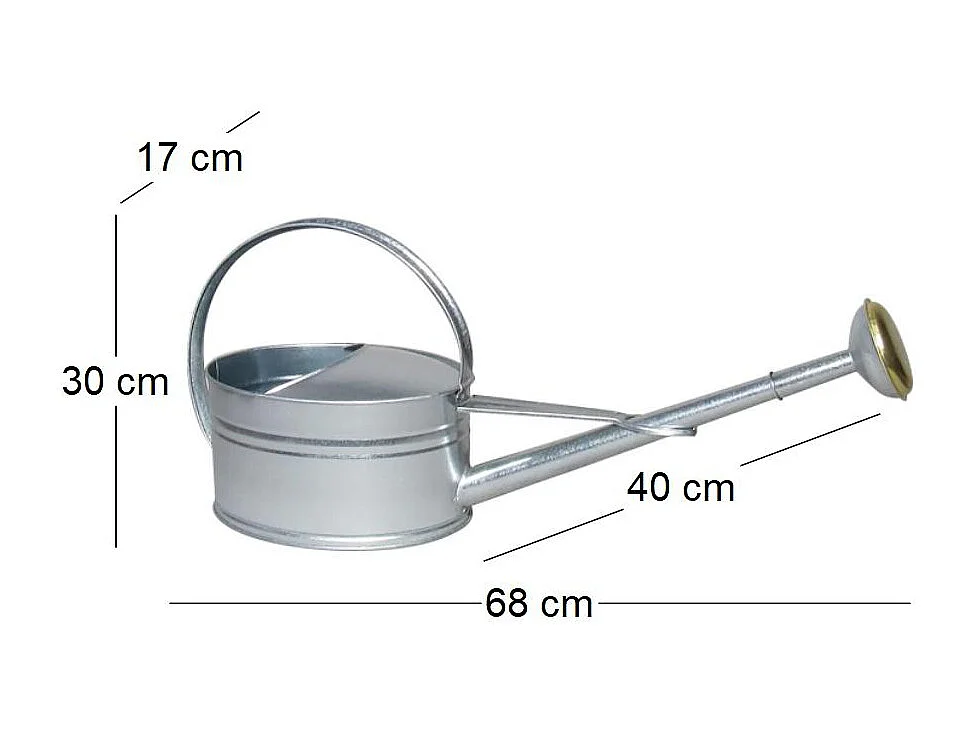 Arrosoir bec long 5 litres avec pomme en acier galvanisé