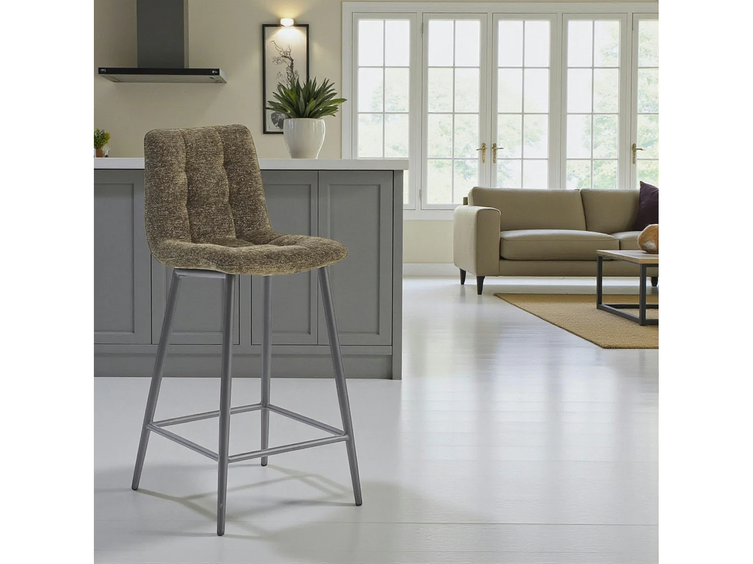 Chaise de bar verte motif damier (lot de 2) LOMBARDIE