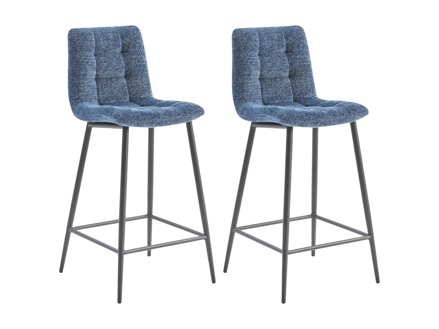 Chaise de bar bleue motif damier (lot de 2) LOMBARDIE