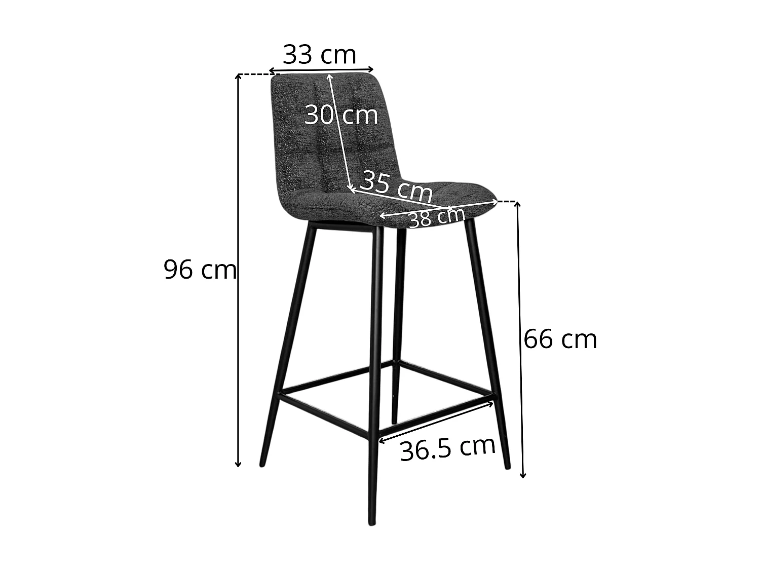 Chaise de bar anthracite motif damier (lot de 2) LOMBARDIE